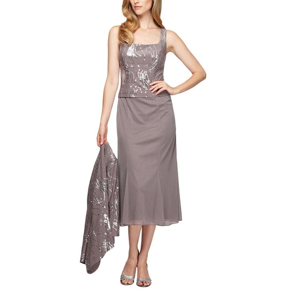 Alex Evenings:Tea-Length Sequin Jacket and Dress Set (NWT) - Picture 6 of 12